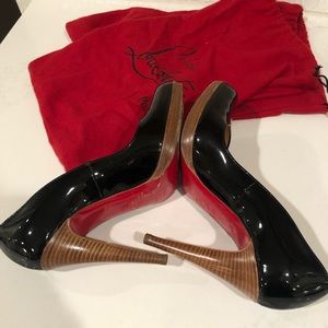 Black Patent Pigalle Plato Wooden Stacked Pumps